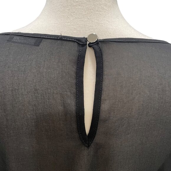 M&Co Black & Silver Sequin Sheer Back Top 12 Evening Party Glam Holiday Cocktail - Picture 5 of 11